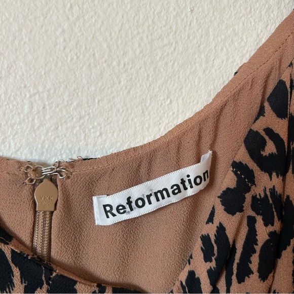 Reformation Beatrice Leopard Long Sleeve Mini Dress 10 - Picture 3 of 5